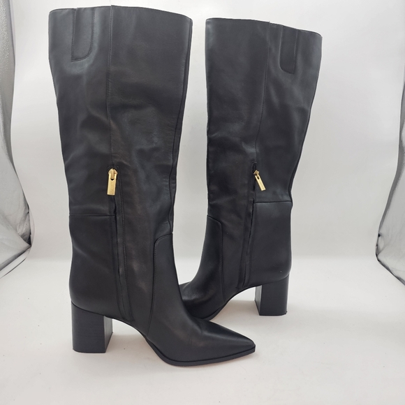 Vince Camuto Lumina Pointed Toe Knee High Boots Black Leather Size 9 - Picture 3 of 11
